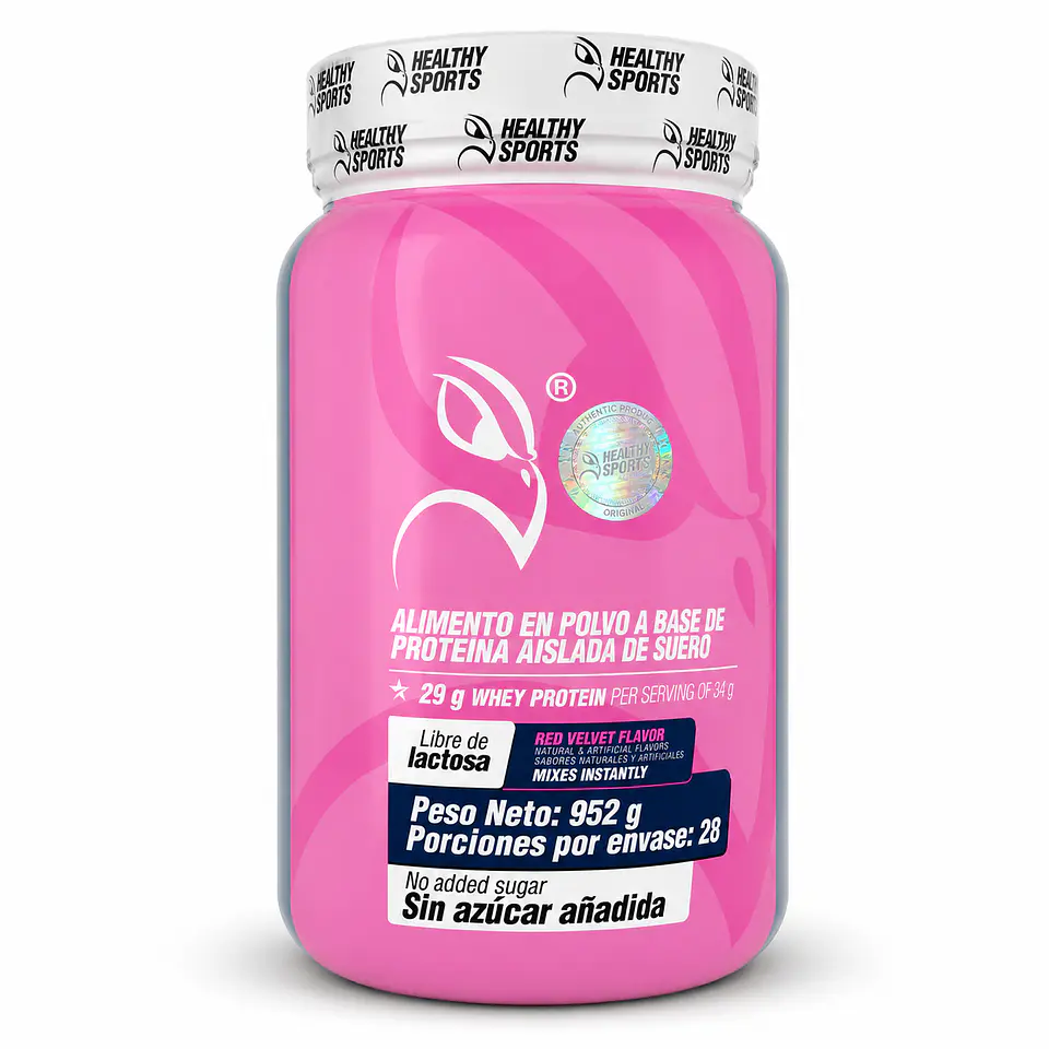 Iso Whey 100% Healthy Sports Red Velvet – Proteína aislada de suero – 952 g 1