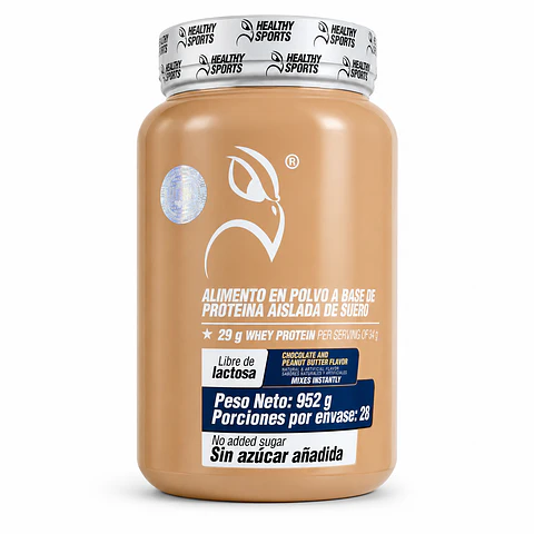 Iso Whey 100% Healthy Sports Chocolate and Peanut Butter – Proteína aislada de suero – 952 g