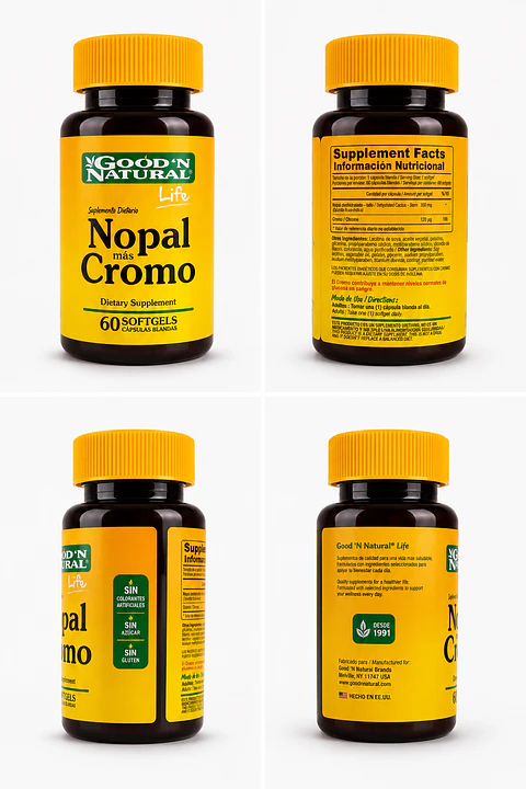 Nopal más Cromo Good ’N Natural Life — 60 cápsulas blandas