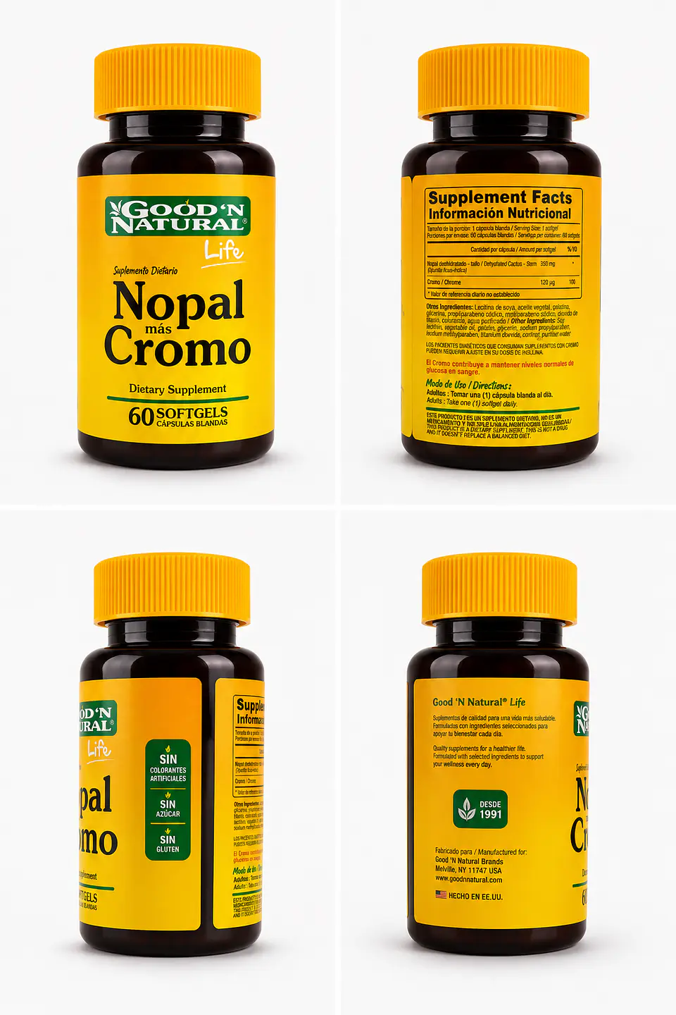 Nopal más Cromo Good ’N Natural Life — 60 cápsulas blandas 2