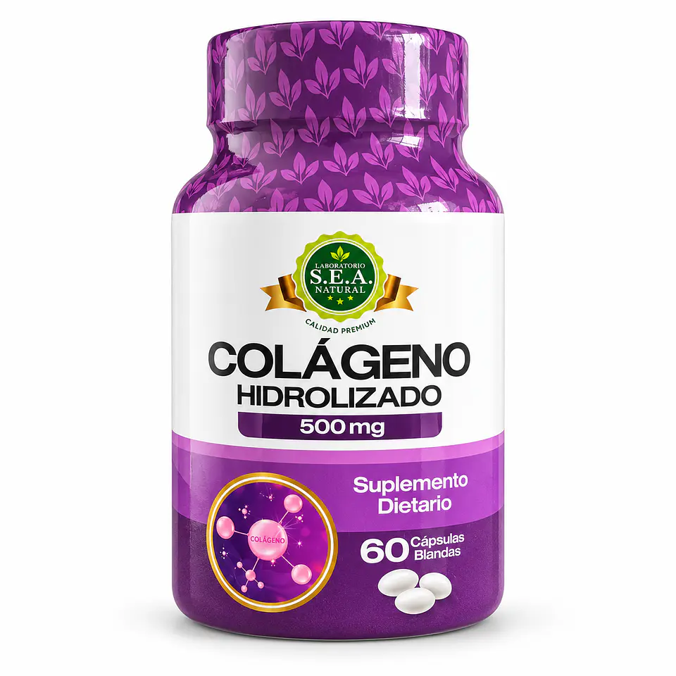 Colágeno Hidrolizado 500 mg S.E.A. Natural – 60 Cápsulas Blandas 1