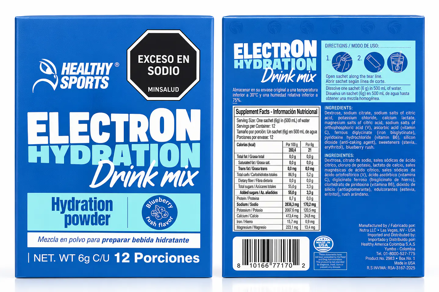 Electron Hydration Drink Mix Healthy Sports – Blueberry Rush – 12 Sachets 1