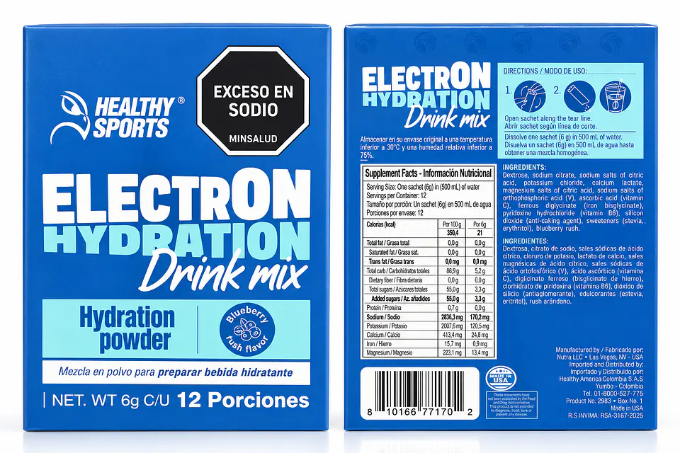 Electron Hydration Drink Mix Healthy Sports – Blueberry Rush – 12 Sachets 1
