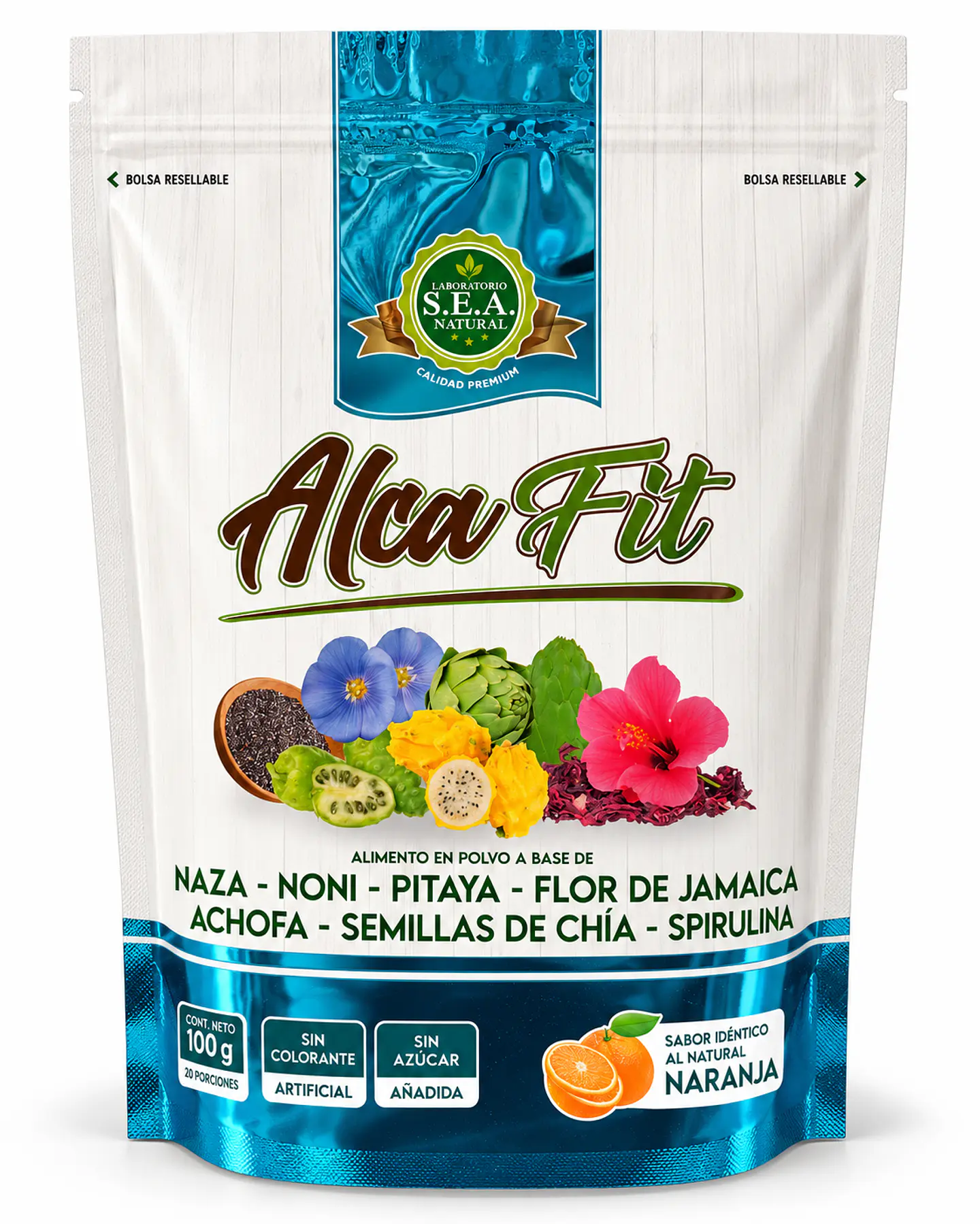 Alca Fit – Alimento en polvo sabor naranja | Laboratorio S.E.A. Natural 1