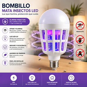 Ampolleta LED 60W Mata Mosquitos 2 en 1 GCS – Luz Blanca + UV Zapper