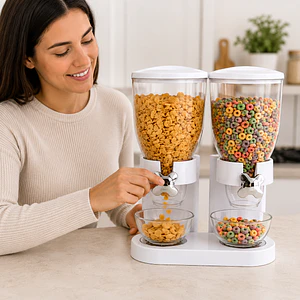 Dispensador Doble de Cereales y Snacks