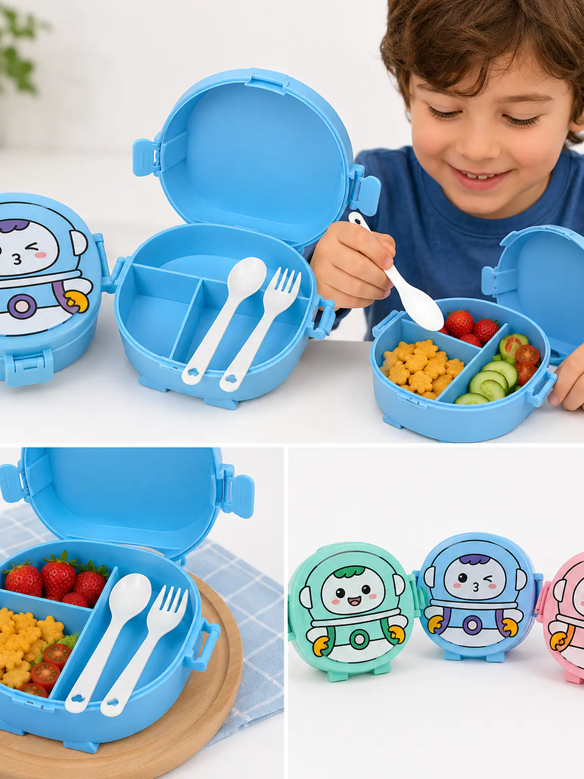 Lonchera Infantil Astronauta con Cubiertos 3