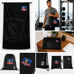 Toallón Microfibra con Morral Deportivo Colo Colo 80x150 cm