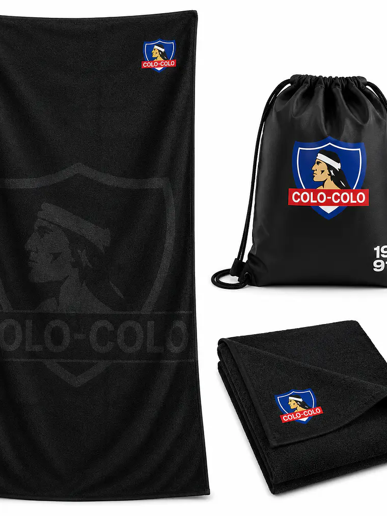 Toallón Microfibra con Morral Deportivo Colo Colo 80x150 cm 1
