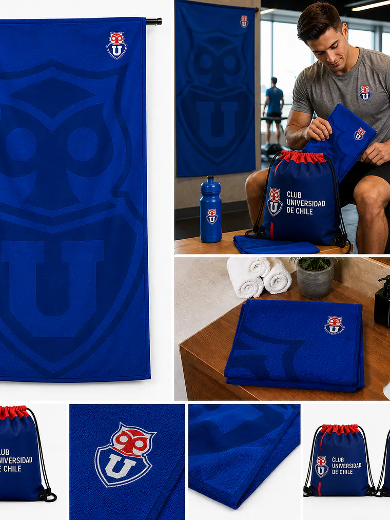 Toallón Microfibra con Morral Deportivo Azul 80x150 cm 2