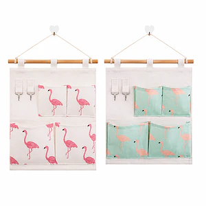 Organizador Colgante de Tela Flamingo 4 Bolsillos