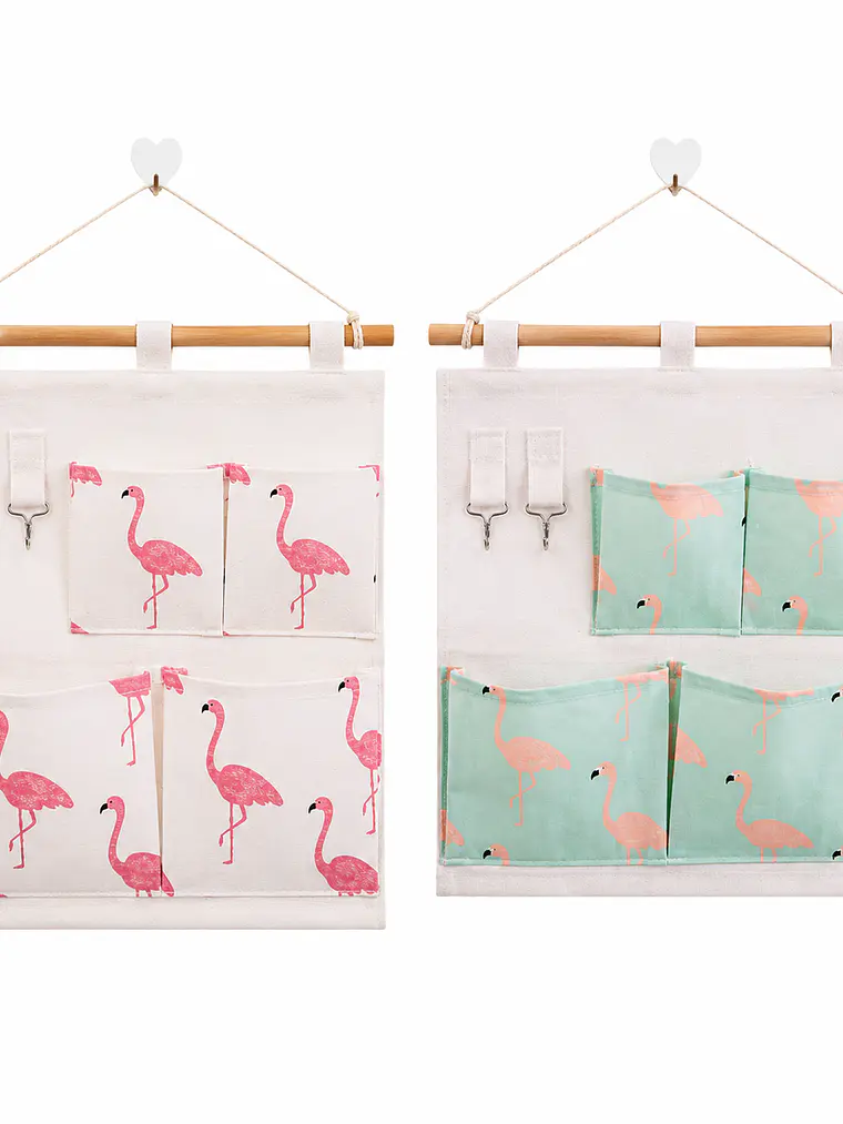 Organizador Colgante de Tela Flamingo 4 Bolsillos 1