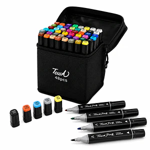Set de Marcadores Doble Punta 48 Colores con Estuche