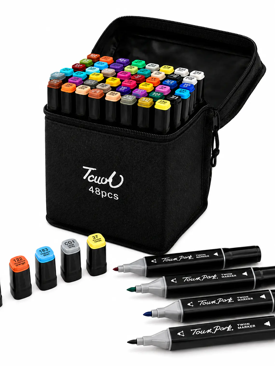 Set de Marcadores Doble Punta 48 Colores con Estuche 1