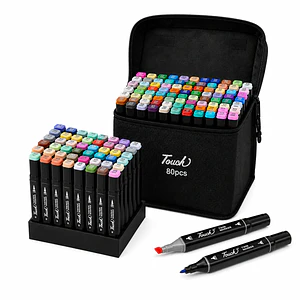 Set de Marcadores Doble Punta 80 Colores con Estuche