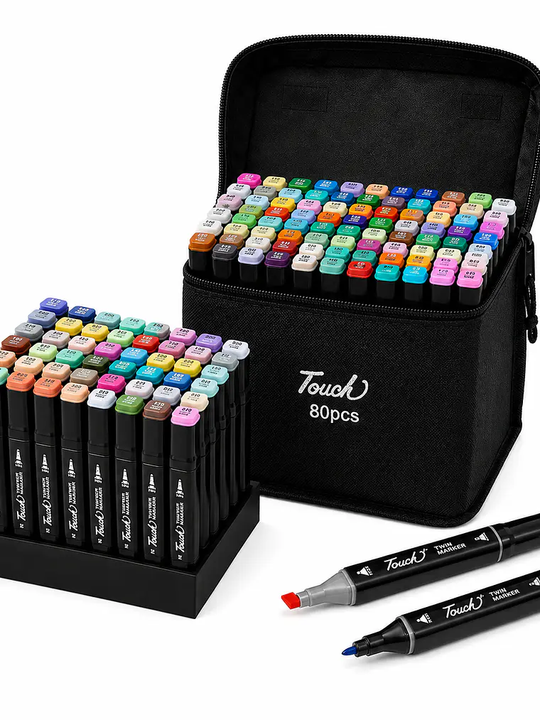 Set de Marcadores Doble Punta 80 Colores con Estuche 1