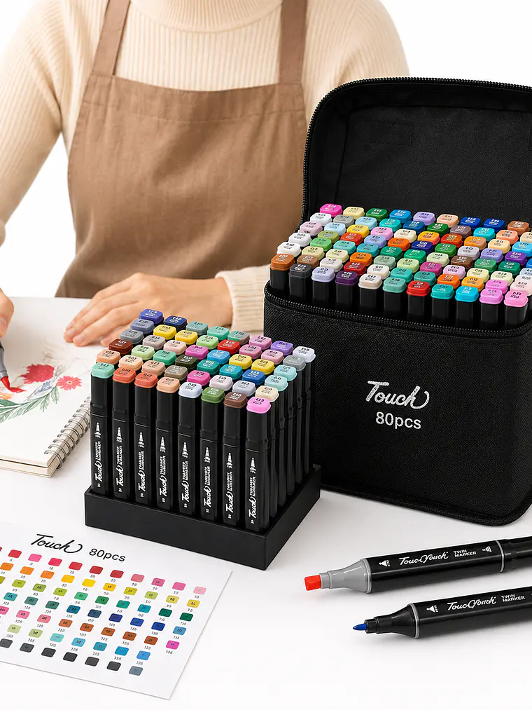 Set de Marcadores Doble Punta 80 Colores con Estuche 2