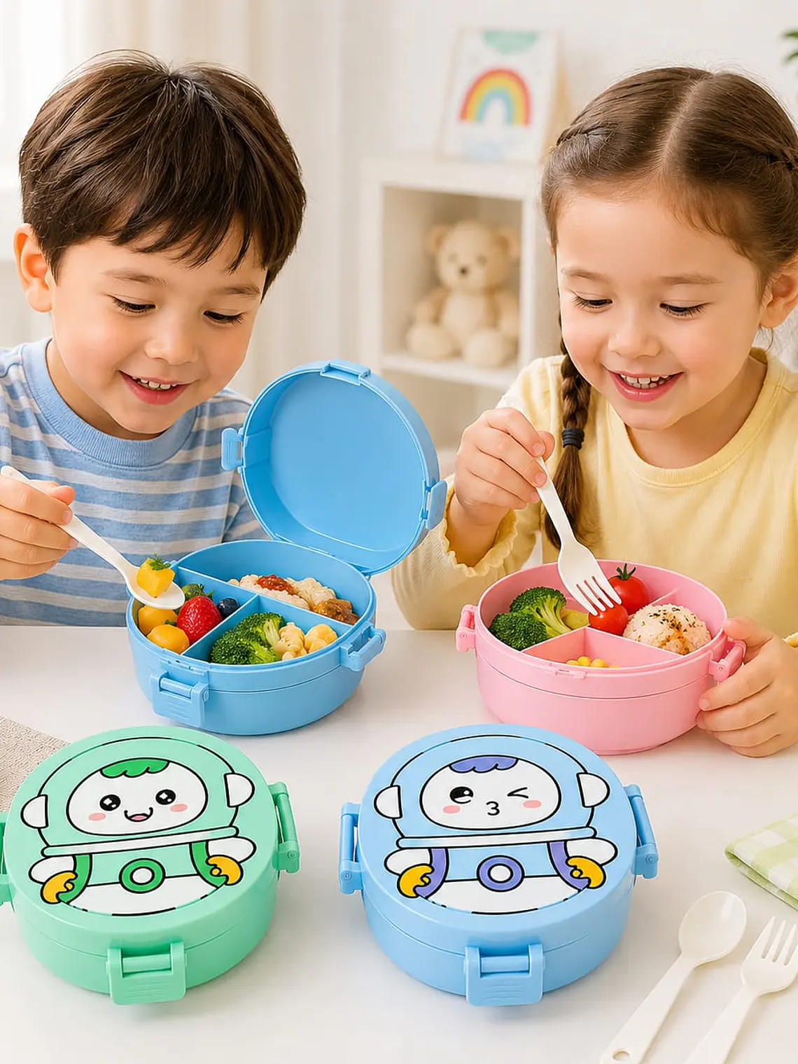 Lonchera Infantil Astronauta con Cubiertos 2