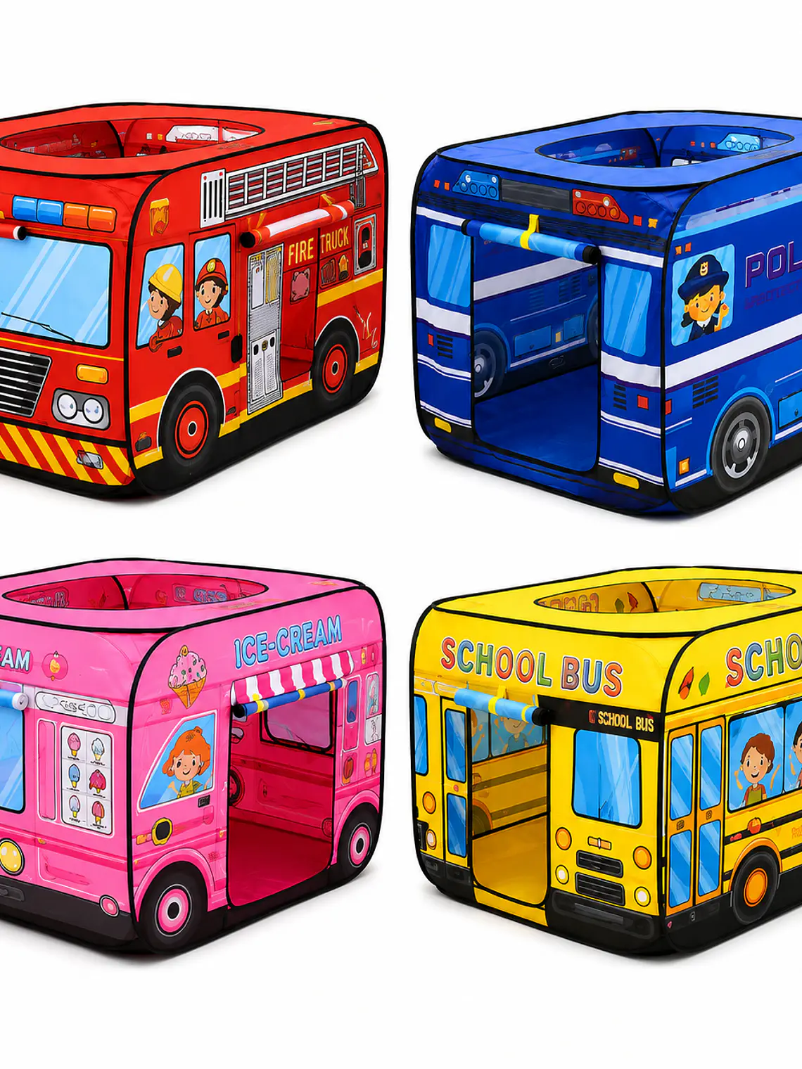 Carpa infantil plegable con diseño de vehículos 11