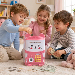 Alcancía Electrónica Infantil con Clave y Sonido – Diseño Gatito