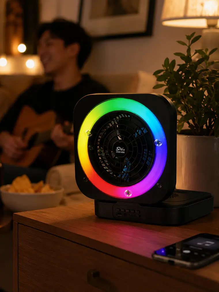 VENTILADOR LED RGB CON PARLANTE 2