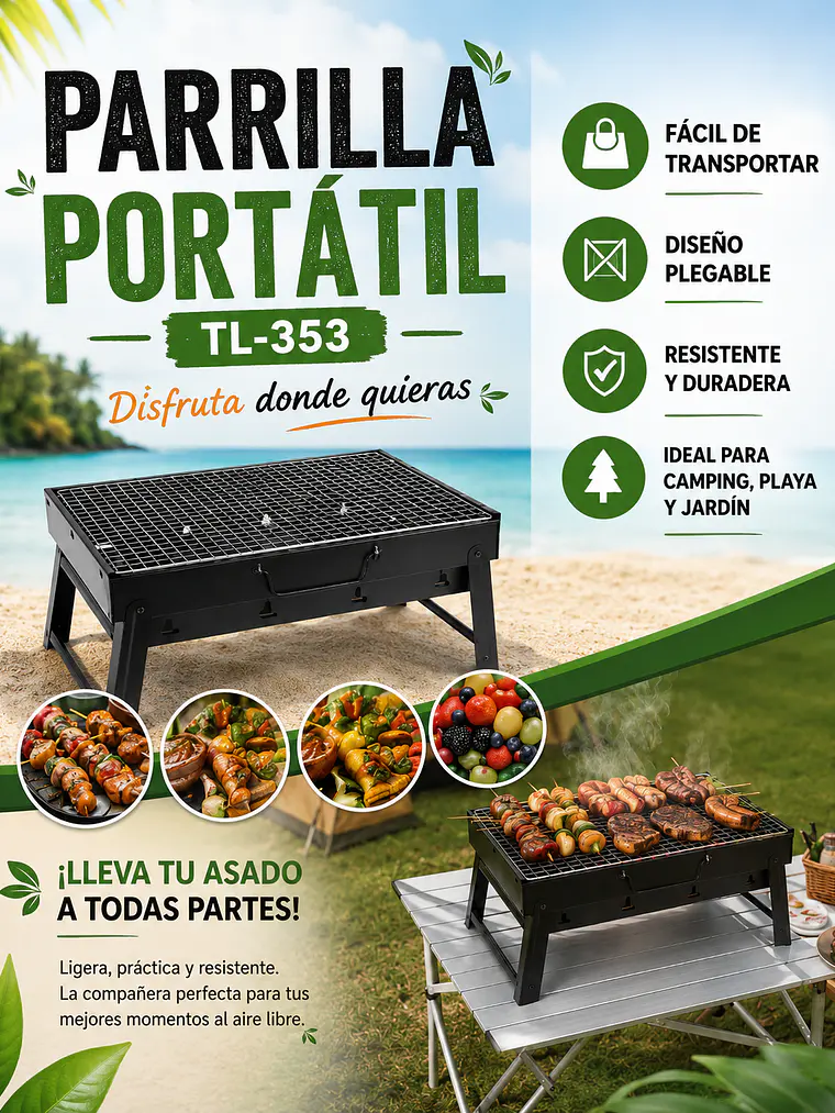 Parrilla rectangular portátil 4