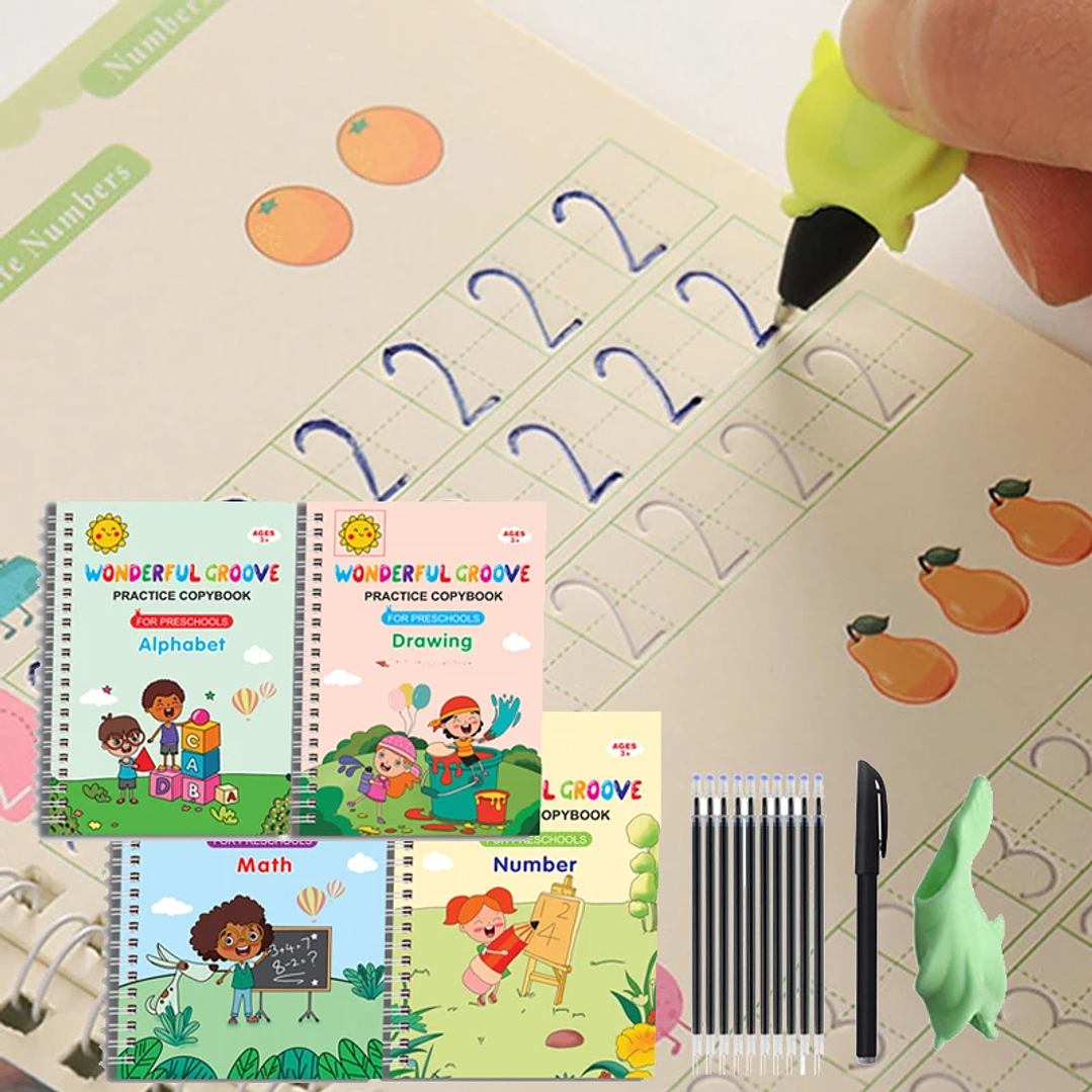 Reusable Montessori Toys Children Writing StickerChildren Pen Control Training Writing English Sticker Magic Copybooks Pen Book 1