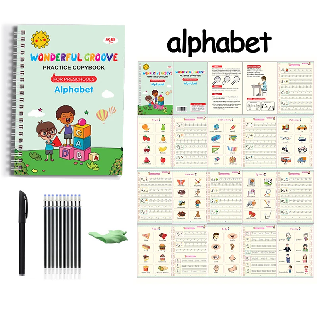 Reusable Montessori Toys Children Writing StickerChildren Pen Control Training Writing English Sticker Magic Copybooks Pen Book 3