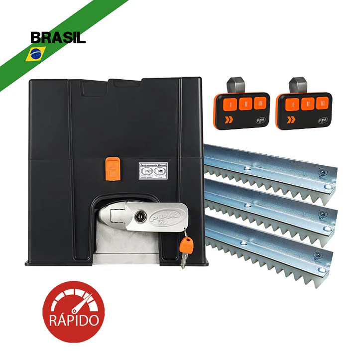 Kit Motor PPA DZ 2.2 Robust Brushless piñón Aluminio Industrial Z17 + 2TX controles remotos + 3 cremalleras industriales M6 1