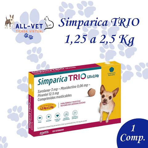 Simparica Trio 1,25 A 2,5 kg (1 Comprimido) 