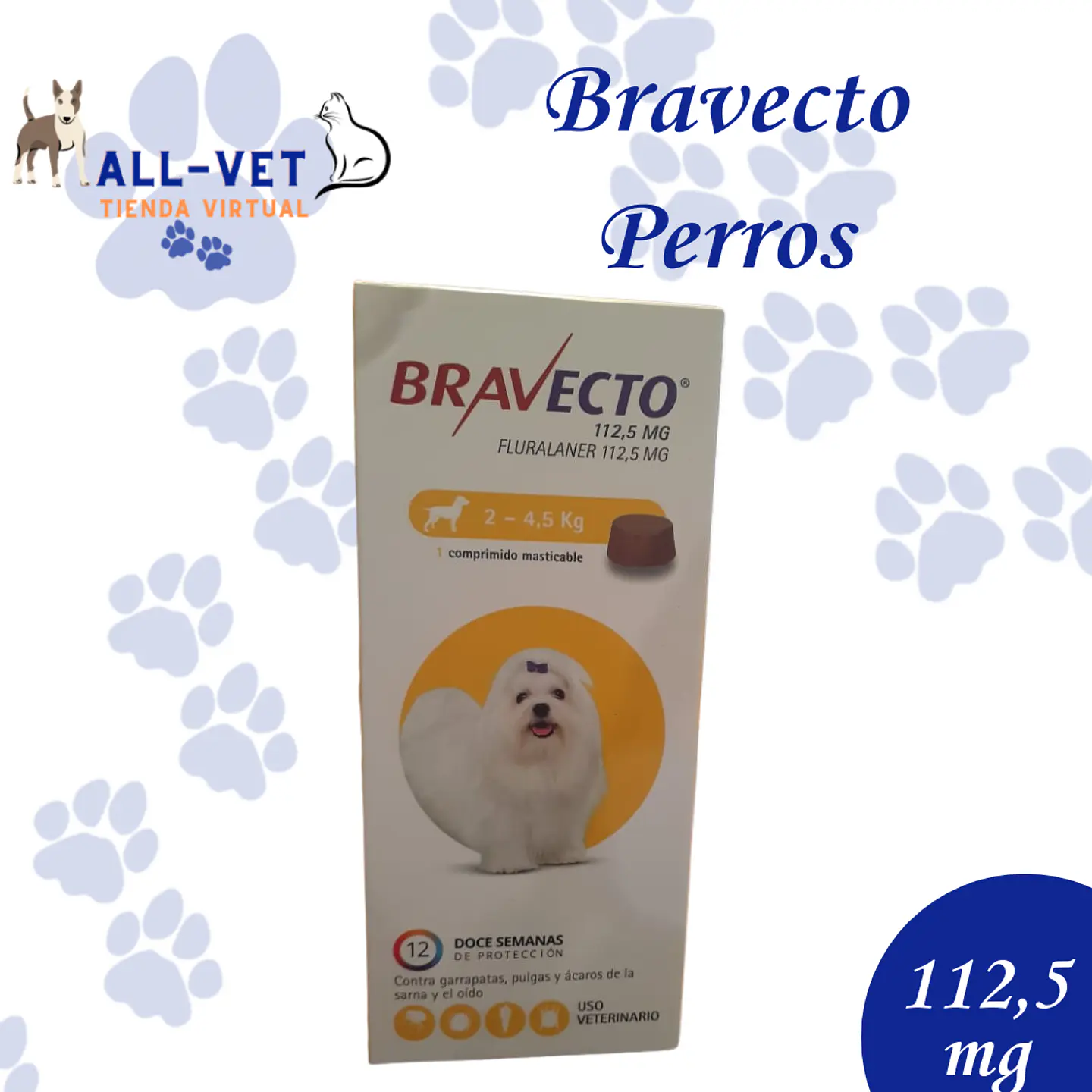 Bravecto Perro 112,5 mg -2 a 4,5 Kg-1 Comp. Masticable 1
