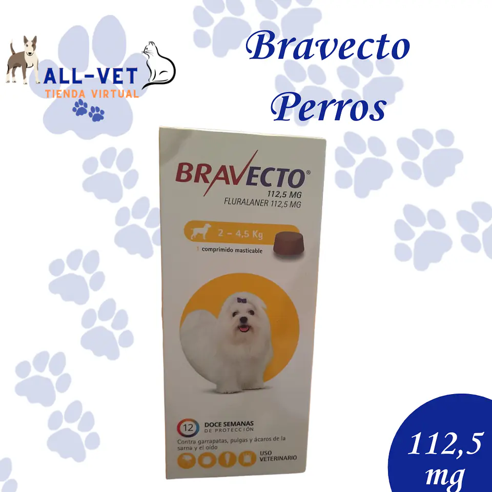 Bravecto Perro 112,5 mg -2 a 4,5 Kg-1 Comp. Masticable 1