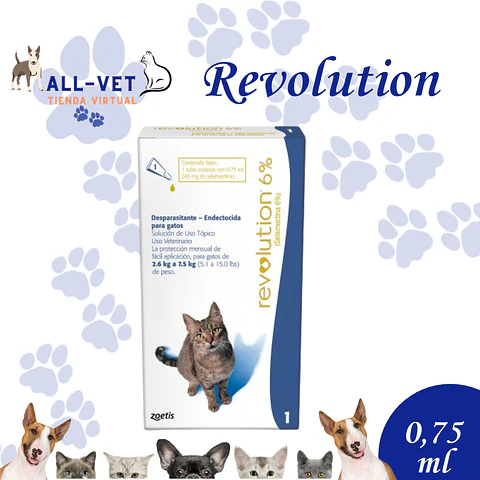 Revolution 6% Gatos 2,6 a 7,5 kg  (1 pipeta)