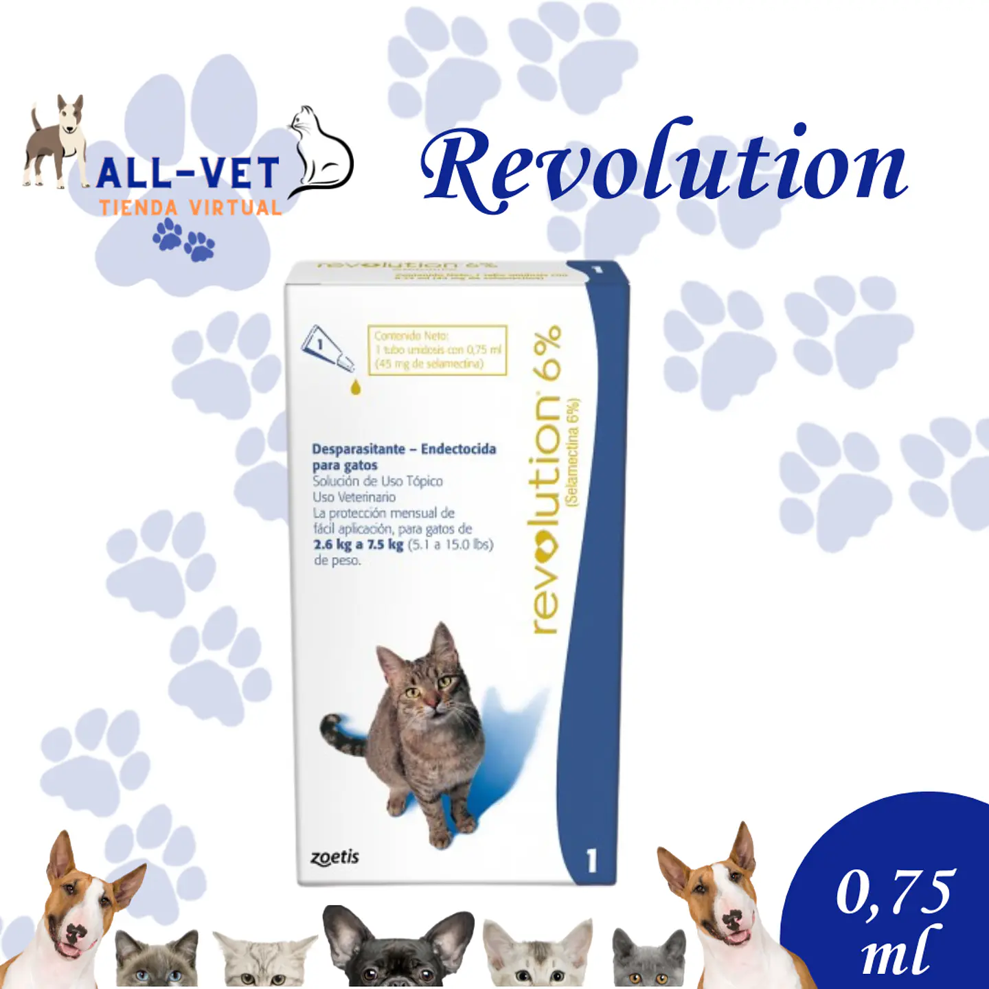 Revolution 6% Gatos 2,6 a 7,5 kg  (1 pipeta) 1