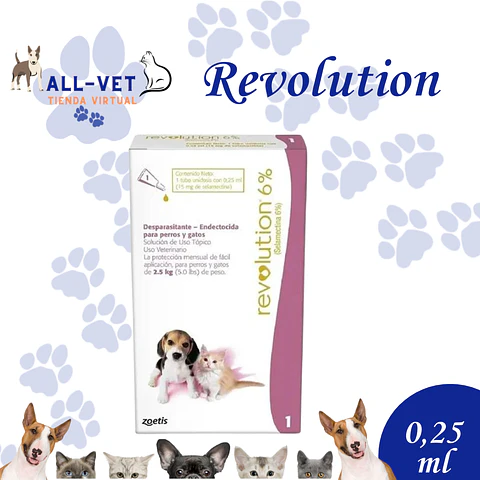 Revolution 6% Perro y Gatos Hasta 2,5 Kg (1 pipeta)