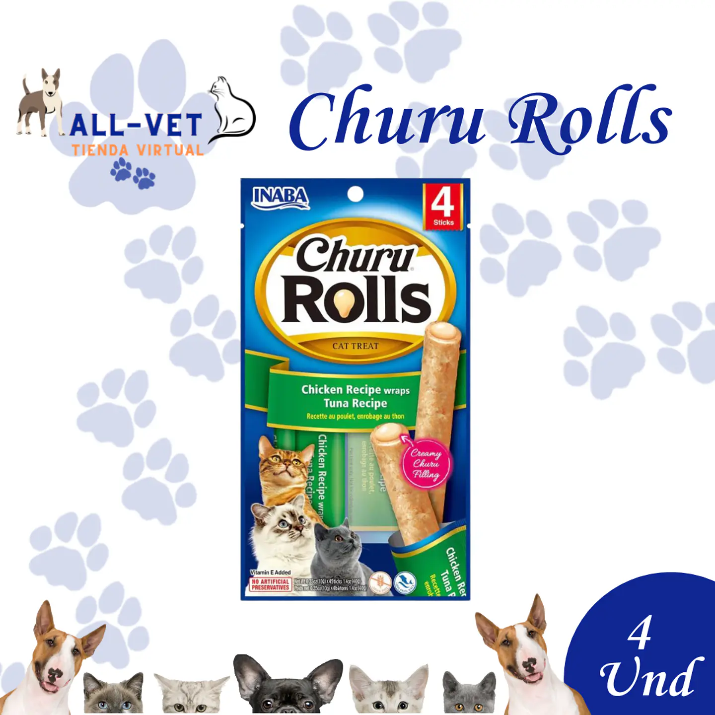 Churu Rolls Cat Tuna Recipe (Contenido: 4 tubos) 1