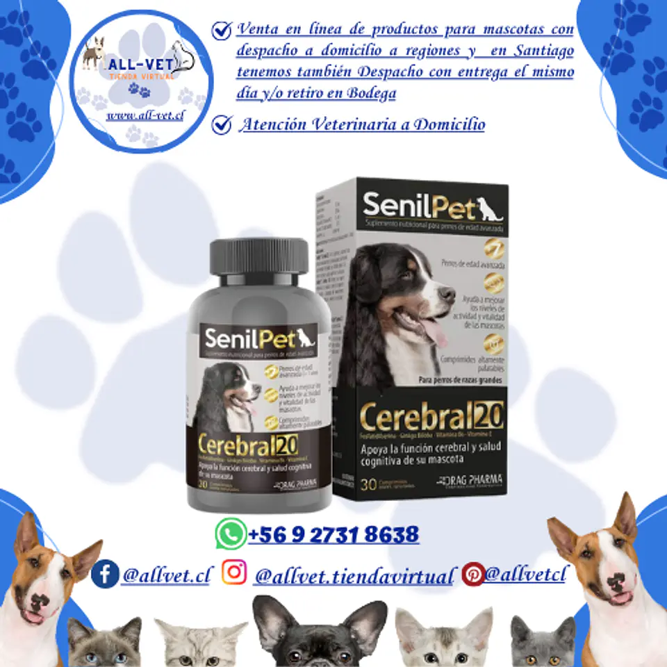 Senilpet Cerebral 20 Razas Grandes 30 Comprimidos 1