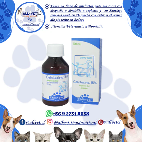 Cefalexina 15% Suspención Oral 100 ml-Venta con Receta Médica