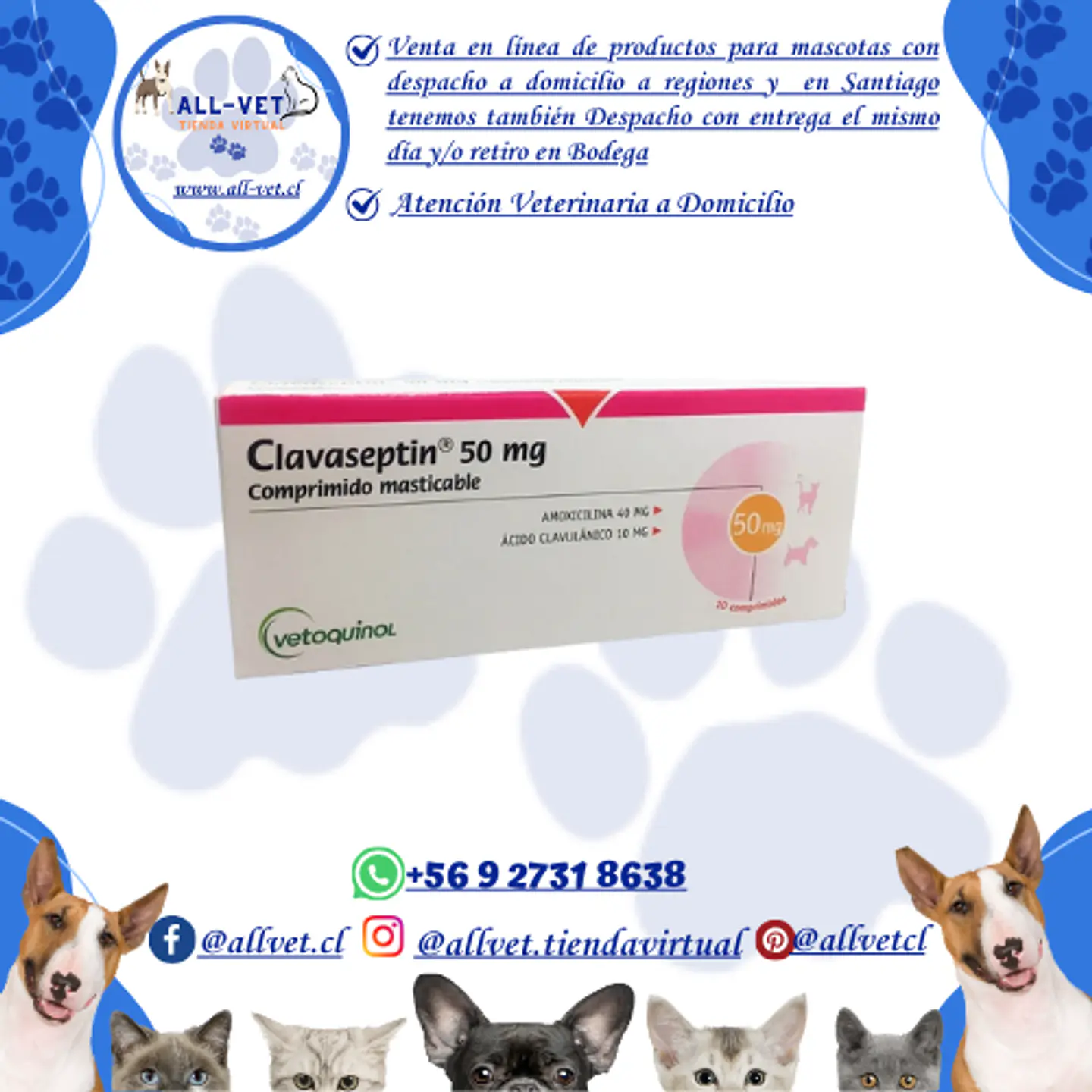 Clavaseptin 50 mg - 10 comprimidos  / Venta con Receta Médica 1