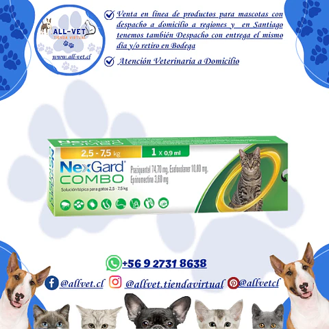 NexGard Combo Gatos 2,5 a 7,5 Kg