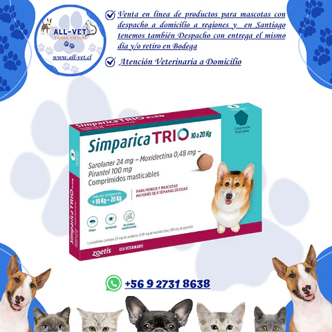 Simparica Trio 10 A 20 Kg - 1 Comprimido