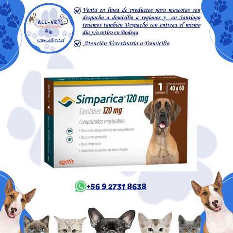 Simparica 120 mg 40 A 60 Kg - 1 Comprimido