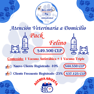 Pack de Vacunas Felinas a Domicilio en Santiago - Con Agenda en Línea