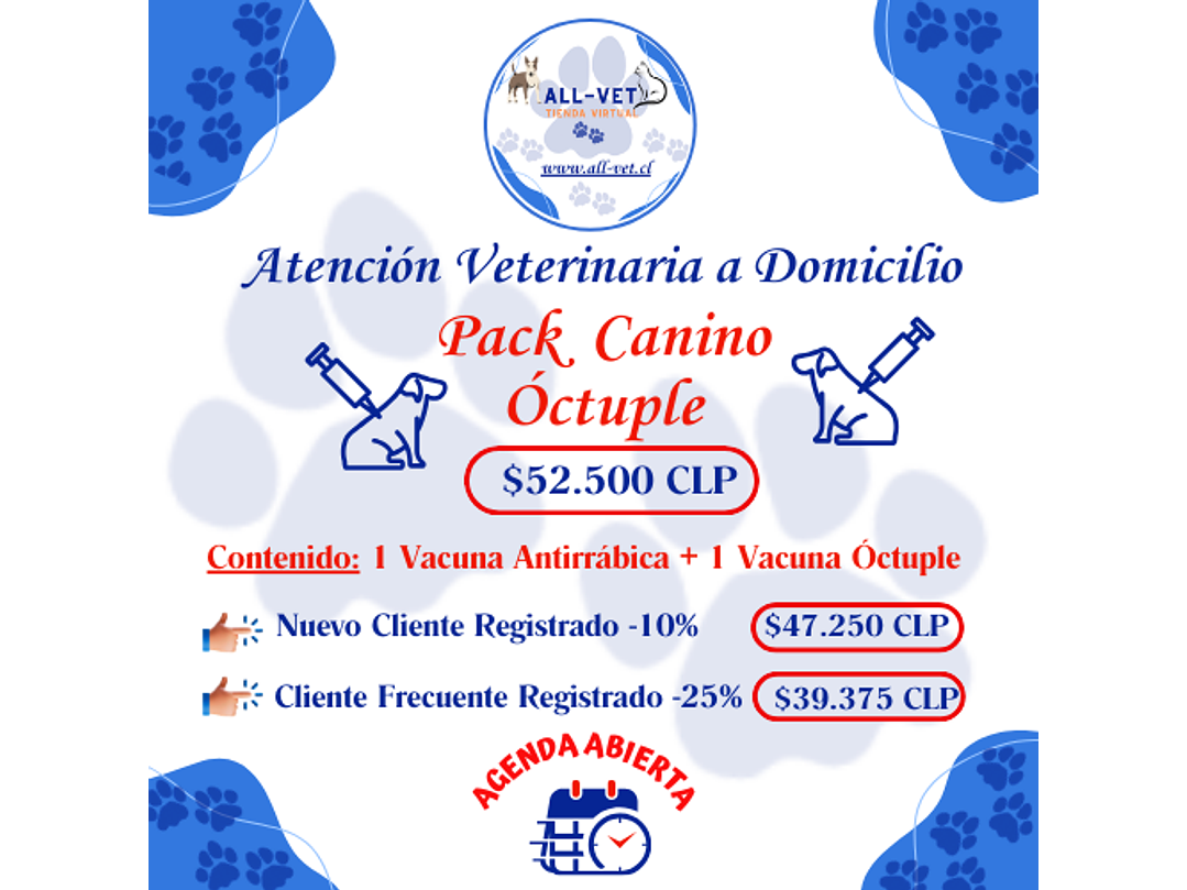Pack de Vacunas Caninas Óctuple a Domicilio en Santiago - Con Agenda en Línea 1