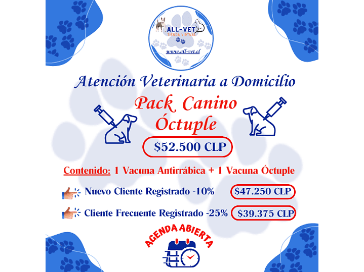 Pack de Vacunas Caninas Óctuple a Domicilio en Santiago - Con Agenda en Línea 1