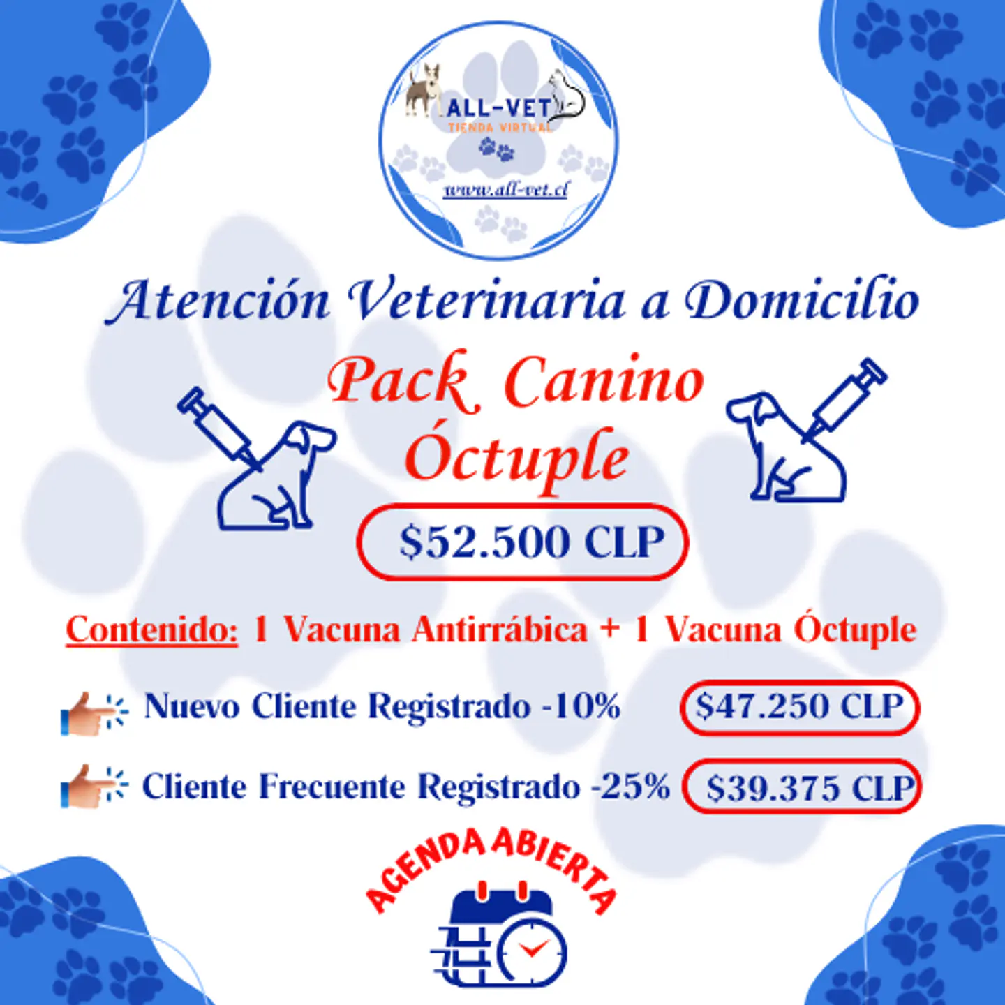 Pack de Vacunas Caninas Óctuple a Domicilio en Santiago - Con Agenda en Línea 1