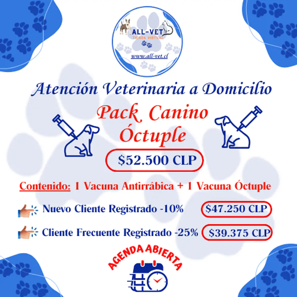 Pack de Vacunas Caninas Óctuple a Domicilio en Santiago - Con Agenda en Línea 1