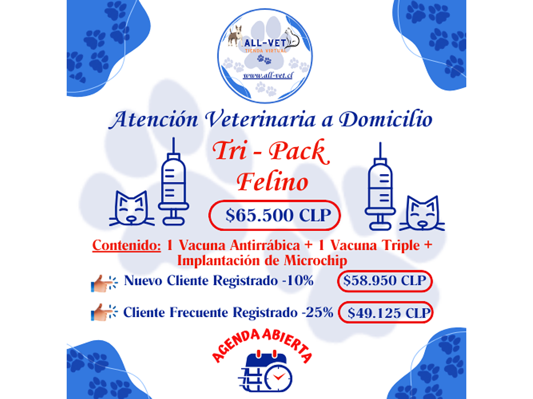 Tri-Pack de Vacunas Felinas a Domicilio en Santiago - Con Agenda en Línea 1