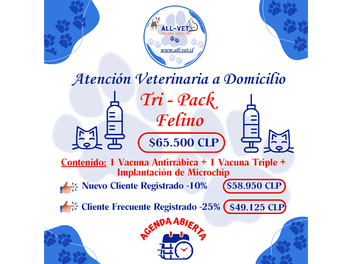 Tri-Pack de Vacunas Felinas a Domicilio en Santiago - Con Agenda en Línea 1