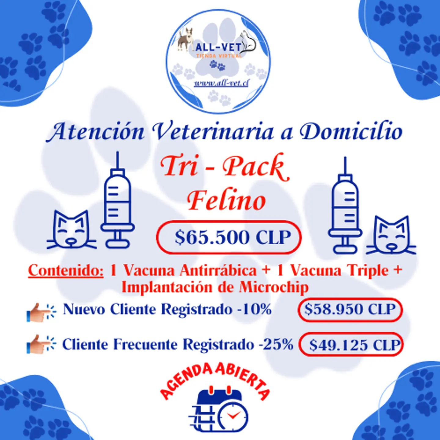 Tri-Pack de Vacunas Felinas a Domicilio en Santiago - Con Agenda en Línea 1